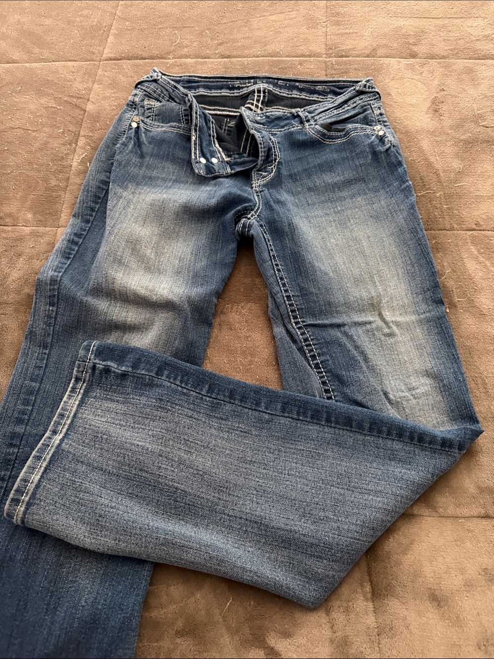 Wallflower Medium Wash Bootcut Jeans with Fading